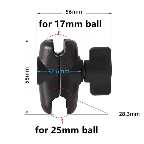 Aluminum Alloy 6cm Arm Supports 17mm to 25mm Ball Head for  Motorcycle Sports Camera Bracket 360° Rotating Ball Head