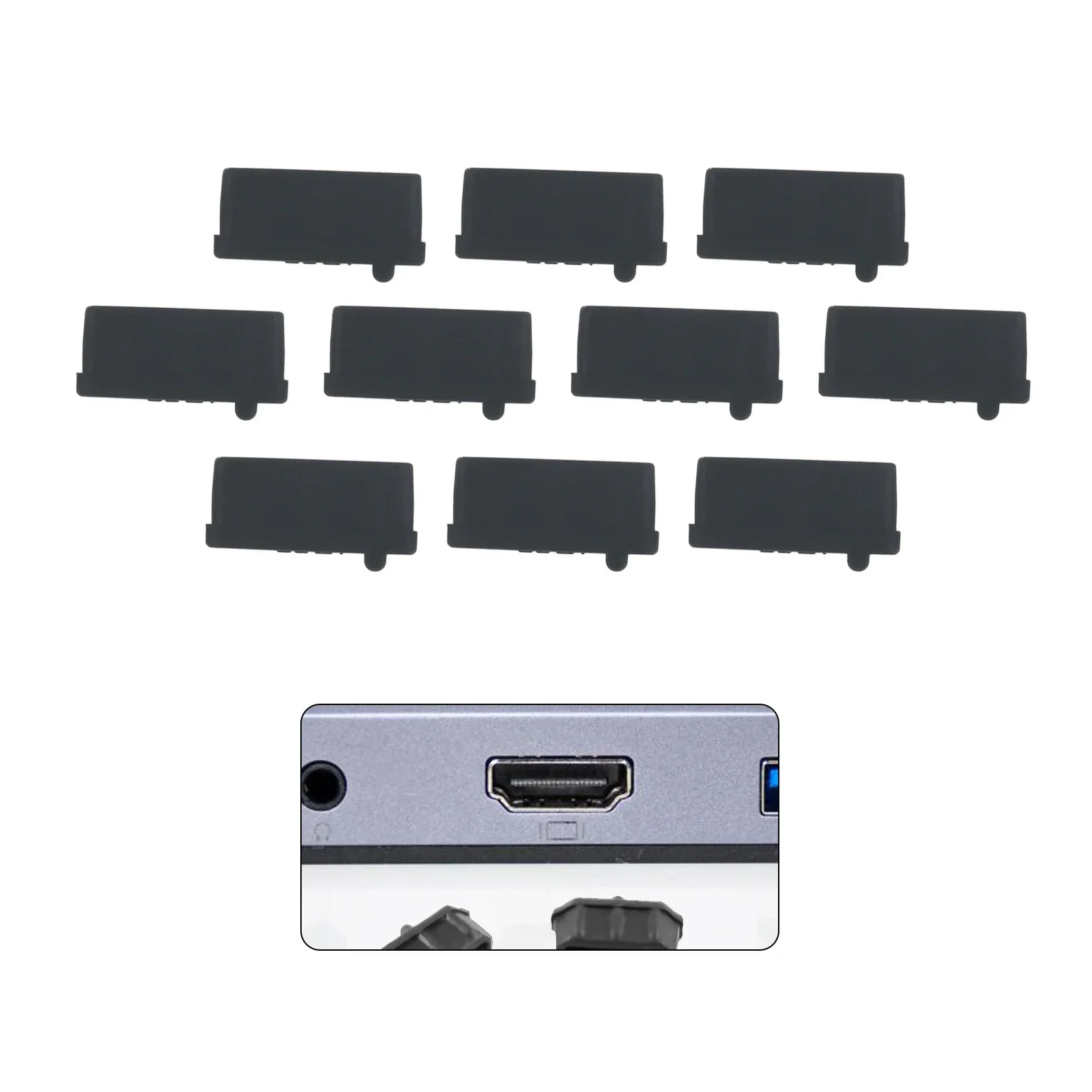 10pcs Wholesale Silicone Anti Dust Plug Stopper Universal Dustproof USB Port HDMI Interface Cover Black for Laptop PC Computer