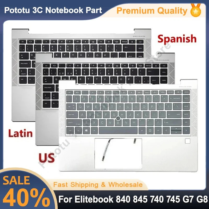 

Original US/SP/LA Keyboard for Elitebook 840 G7 840 G8 845 740 745 G7 G8 Laptop Palmrest with Backlit Upper Top Case M36312-001