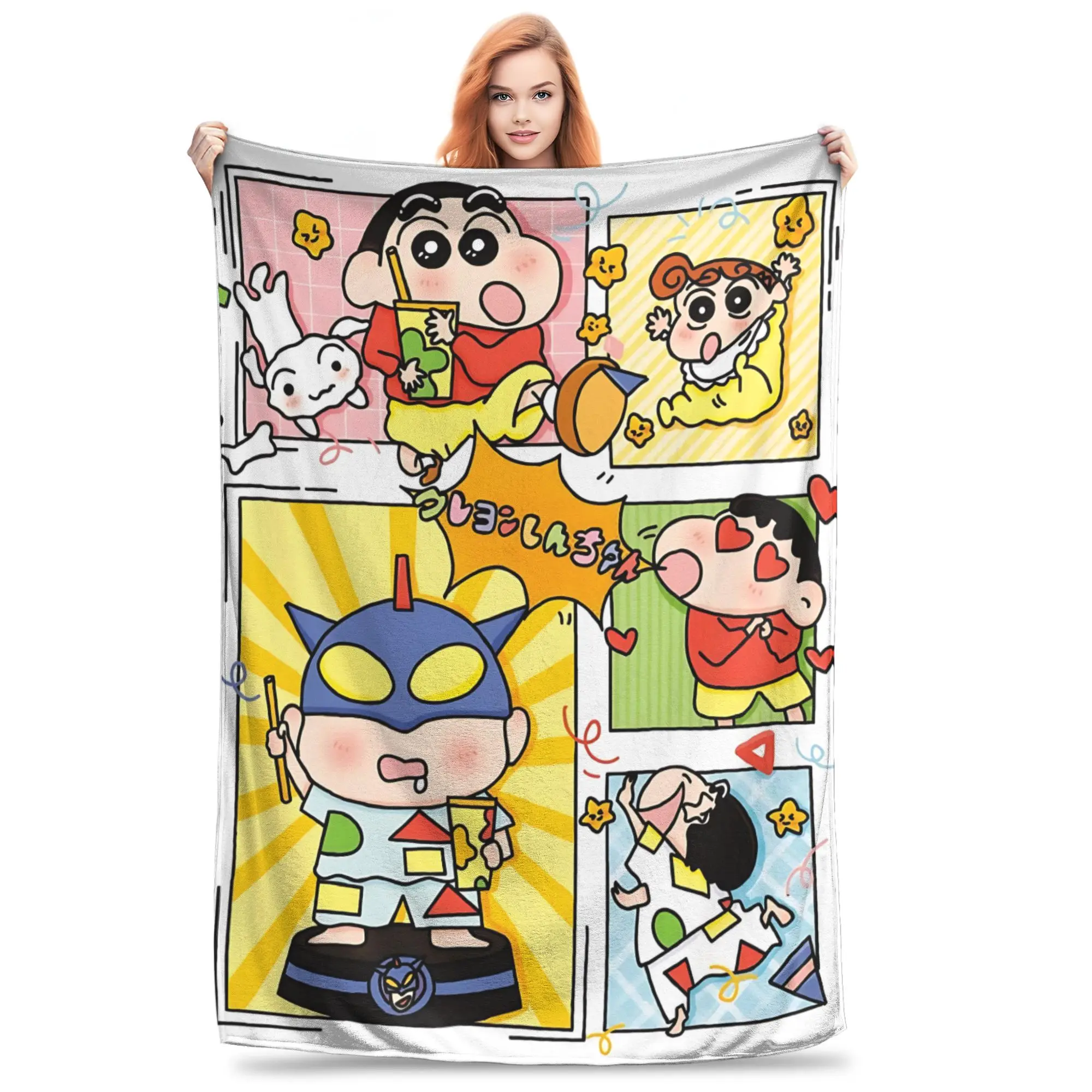 1PC home Cutecore Crayon S Shin chan  Blanket Super Cosy Plush Home Living Room Sofa halloween
