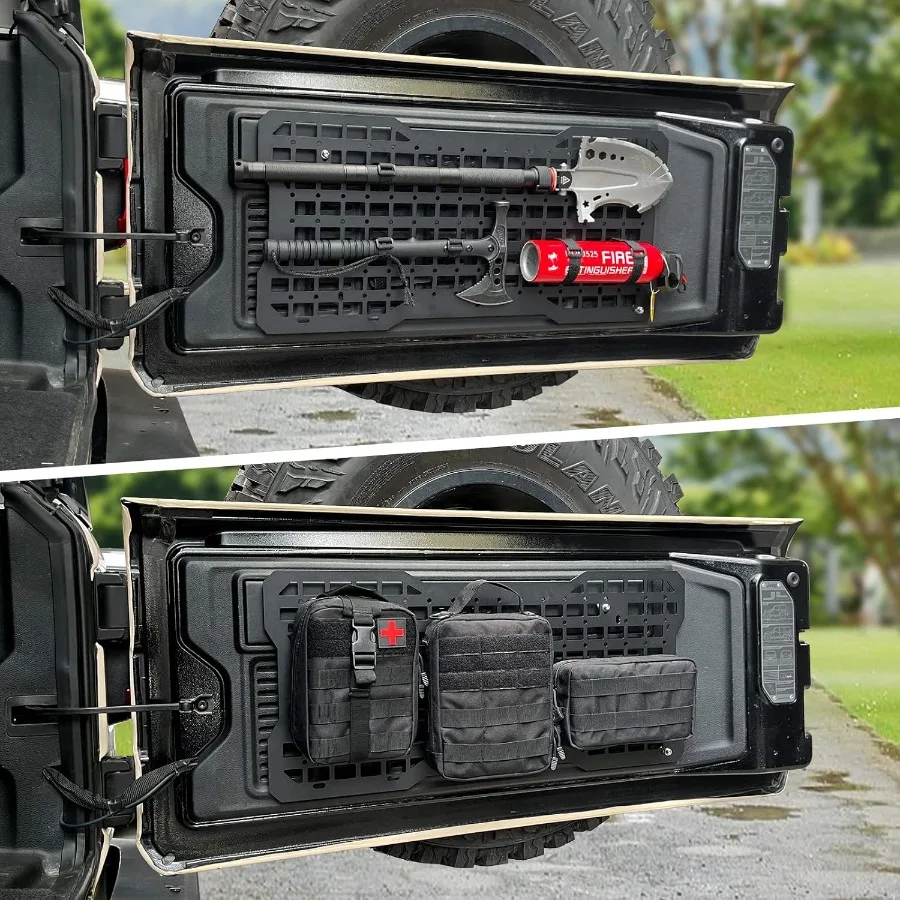 Tailgate Tactical Panel with 3 Moll Pouches for Rear Door Cargo Organization Kit Compatible with Jeep Wrangler 20072022 JK JKU