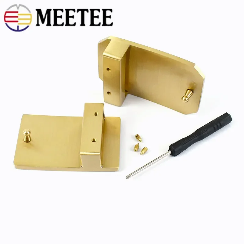 Meetee 35/40mm Pure Solid Brass Belt Buckles Metal Clip Buckle Head for Men Jean Accessories DIY Leather Craft Fit 38-39mm Belts