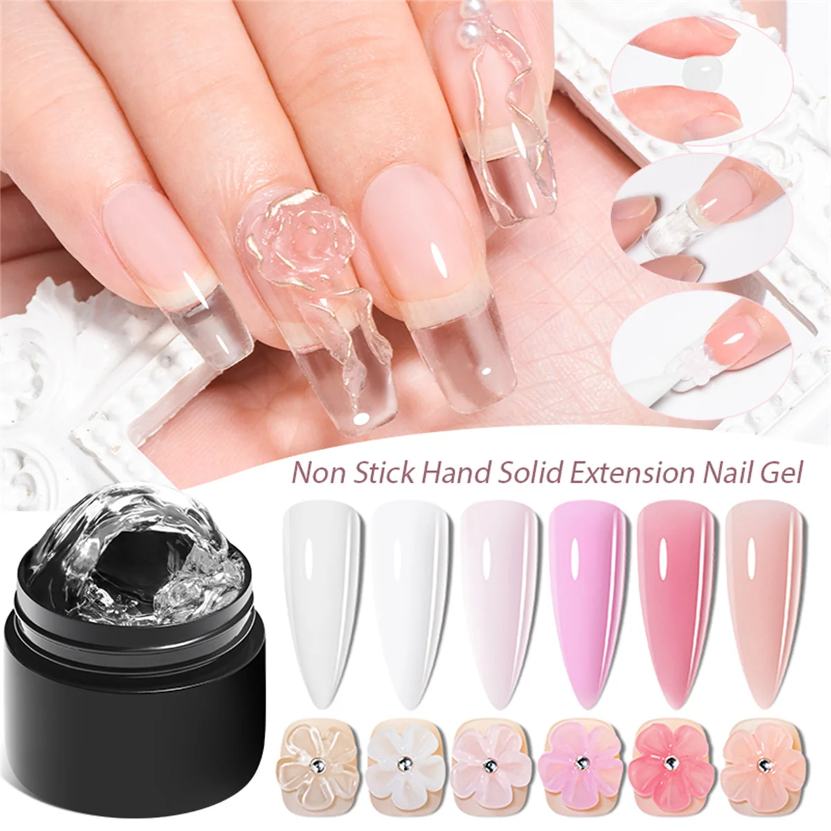 Gel de Extensão de Unhas Transparente Antiaderente para Modelagem/Escultura/Gravação 3D, Gel UV/LED, Gel Duro Leitoso Tipo Jelly, Suprimentos para Unhas DIY