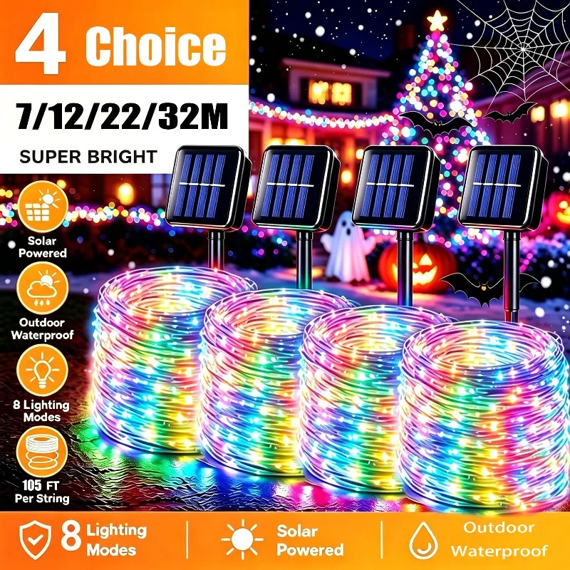 8 Modes Fairy String Lights Christmas Solar Powered LED Waterproof Twinkle Lights for Tree Patio Backyard Outdoor Garden Decor