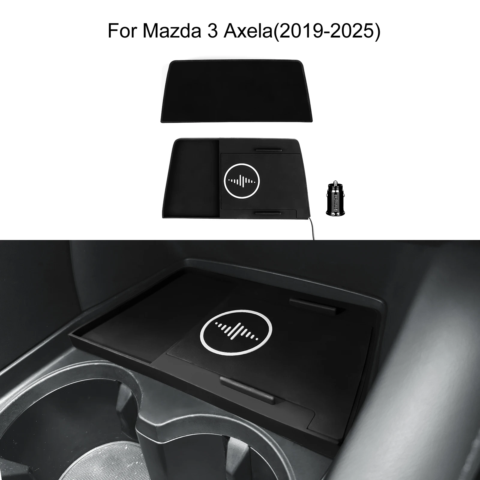 

For Mazda 3 Axela 2019-2025 Wireless Charger Pad Anti Slip Fast Charging Wearproof Interior Convenient Modification Accessories