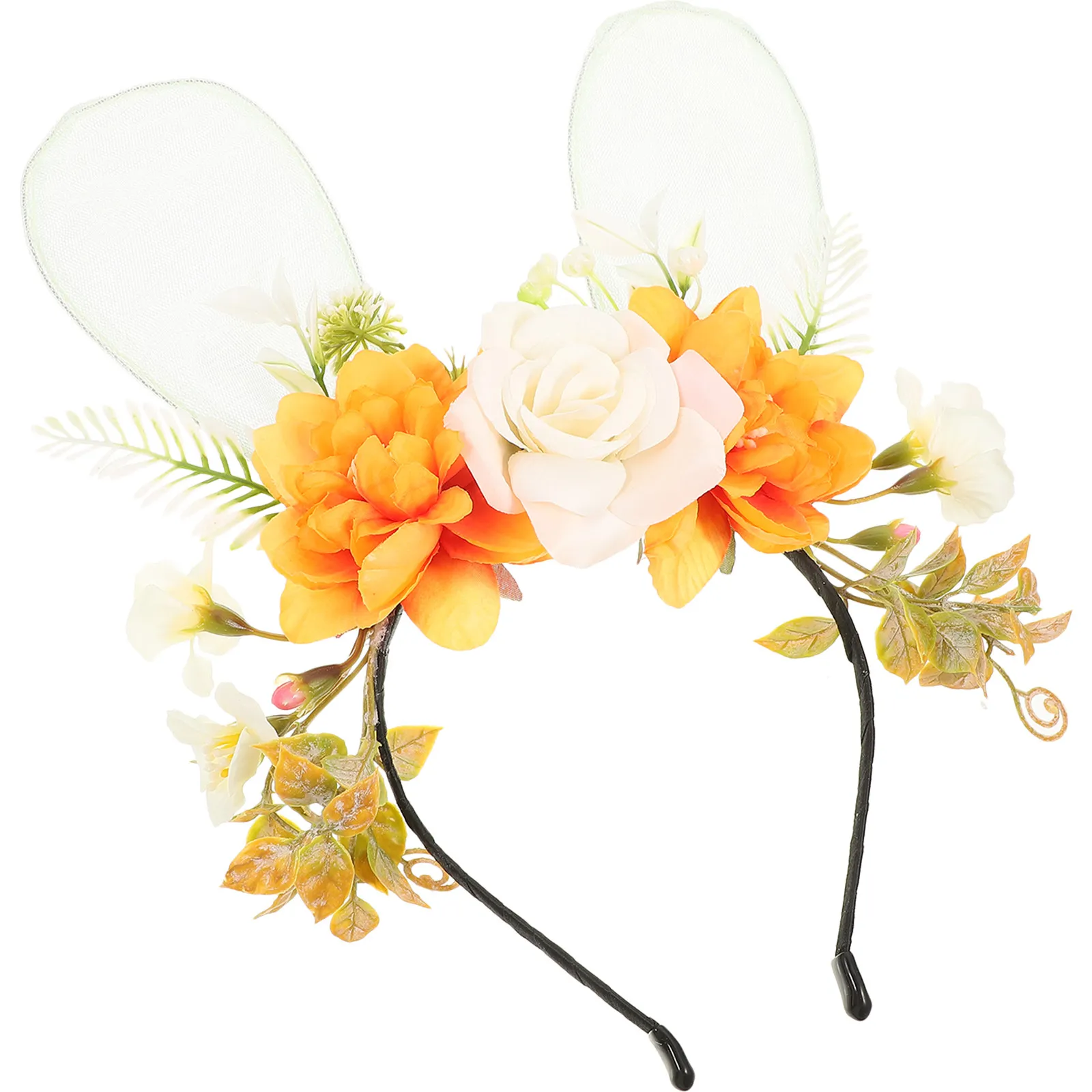 

Милая повязка на голову с ушками кролика и цветочным узором для девочек, из мягкой невыцветающей ткани, идеально подходит для вечеринок, сценических выступлений, декоративное украшение для волос