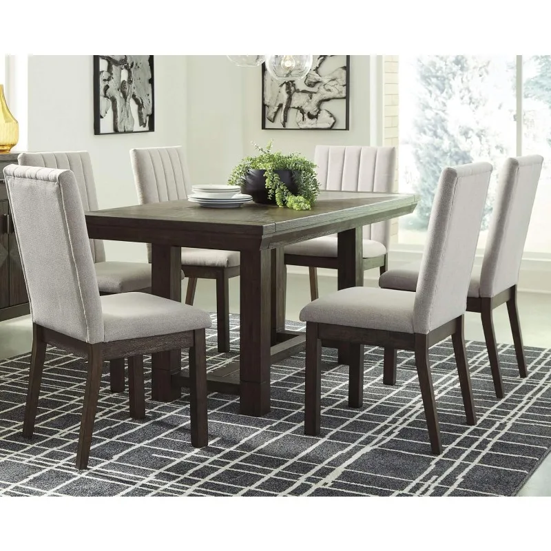 Rectangular Casual Dining Table for 8 People Dark Brown Beautiful Craftsmanship Two Extension Boards Dining Tables Furniture