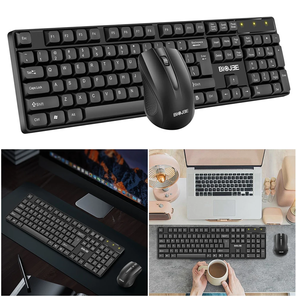 2.4G Wireless Keyboard and Mouse Combo USB Receiver Silent Full-Size Mouse and Keyboard Office Keyboard for PC/Laptop/Windows