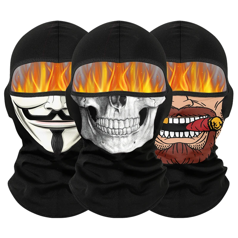 

Winter Motorcycle Warm Mask Plus Velvet Windproof Cold Rider Neck Cover Ski Full Face Headgear Skull Balaclava Bike Equipment