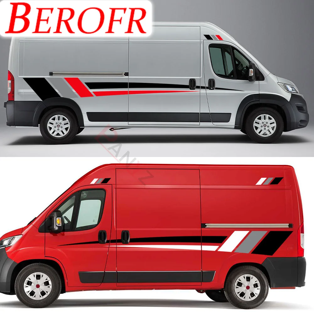 6Pcs/Lot Car Body Stickers Motorhome Stripes Graphics Decals For Peugeot Boxer Citroen Jumper Fiat Ducato Camper Van Accessories view 4