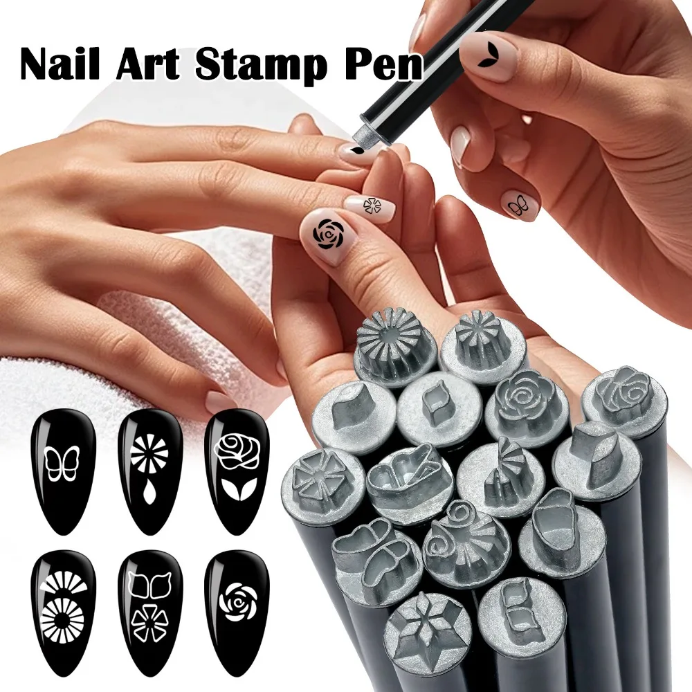 5/10/15Pcs Blume Schmetterling Nail art Stempel Stift Set Punktierung Werkzeuge Nail art Stift Graffiti Nägel stempeln Stamper Einfache DIY Silikon