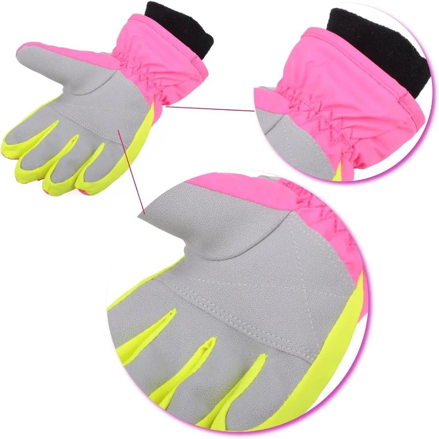 قفازات التزلج على الجليد للشتاء والطقس البارد والرياح الدافئة على الجليد قفازات رياضية للأولاد والبنات مثالية للأنشطة الشتوية الخارجية