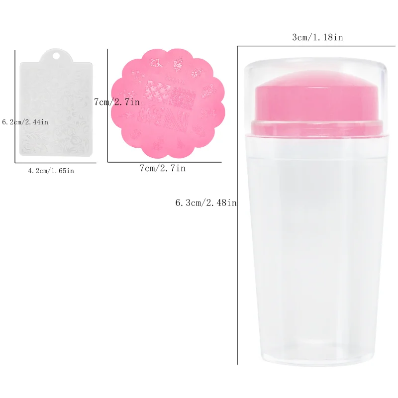 프랑스 팁 네일 스탬프 네일 아트 키트, 투명 실리콘 네일 긴 짧은 젤리 스탬퍼 스크래치 스탬퍼 키트, 프랑스 매니큐어 홈, 4 개