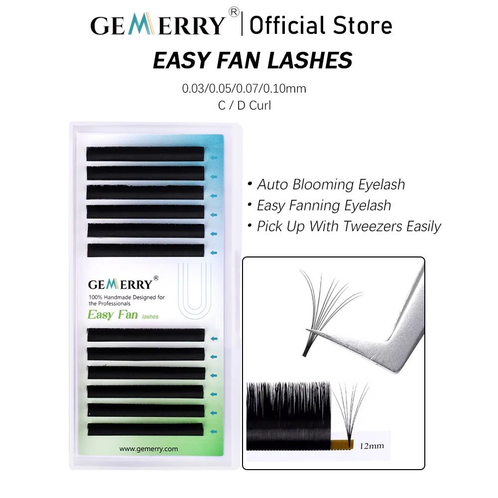 GEMERRY Easy Fan Lashes False Eyelash Extensions Faux Mink Eyelashes Fanning Cils Auto Blooming Natural Russian Volume Lash