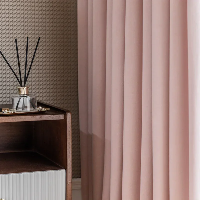 Velvet Pink Master Curtains for Living dining room bedroom Princess Pink Shading Window Thickened Light Luxury Nordic Simplicity