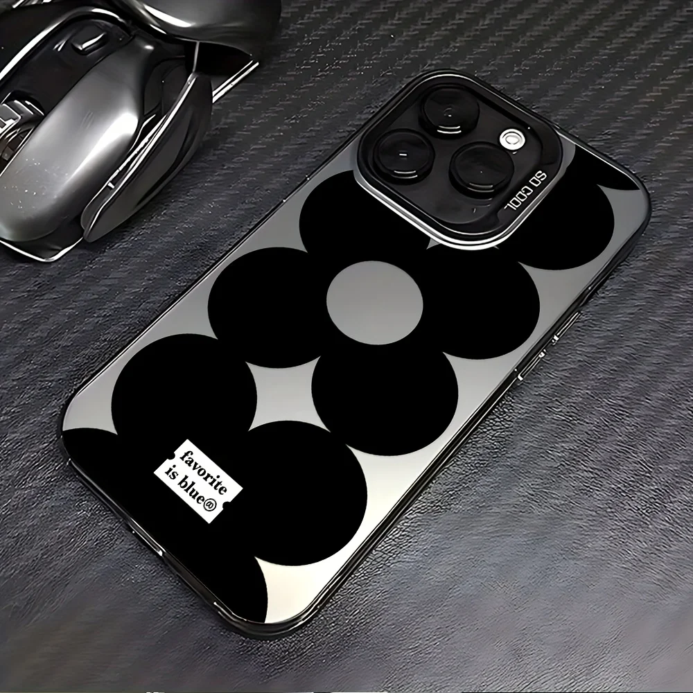 

Fashion retro black flower cell phone case for iPhone 16 15 14 13 12 11 Pro/ Max/Plus shock-proof back cover anti-fingerprint