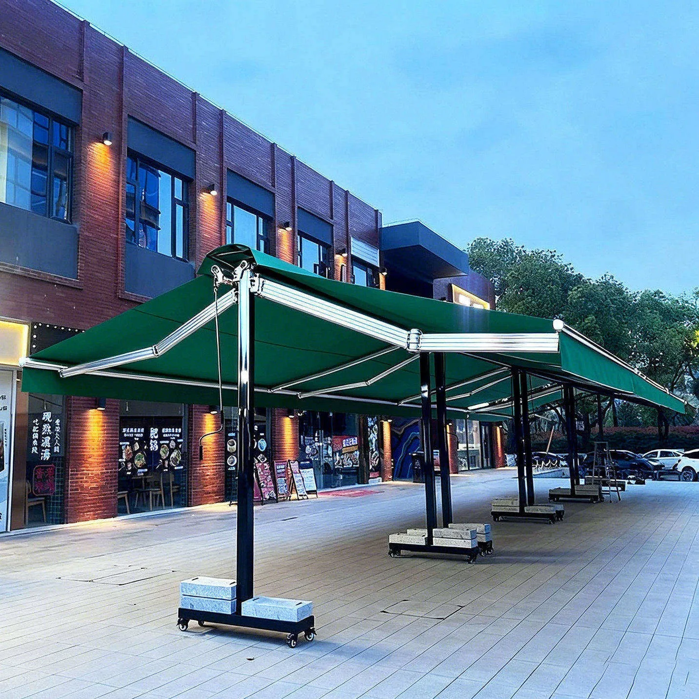 Double Opening Manual Foldable Telescopic Canopy Outdoor Balcony Commercial Cafe Restaurant Mobile Awning Sunshade Shelter Pro