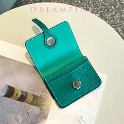 Luxury Design Cowhide Women Credit Card Holder Round Hasp Genuine Leather Business Name ID Card Case Fashion Female Small Wallet