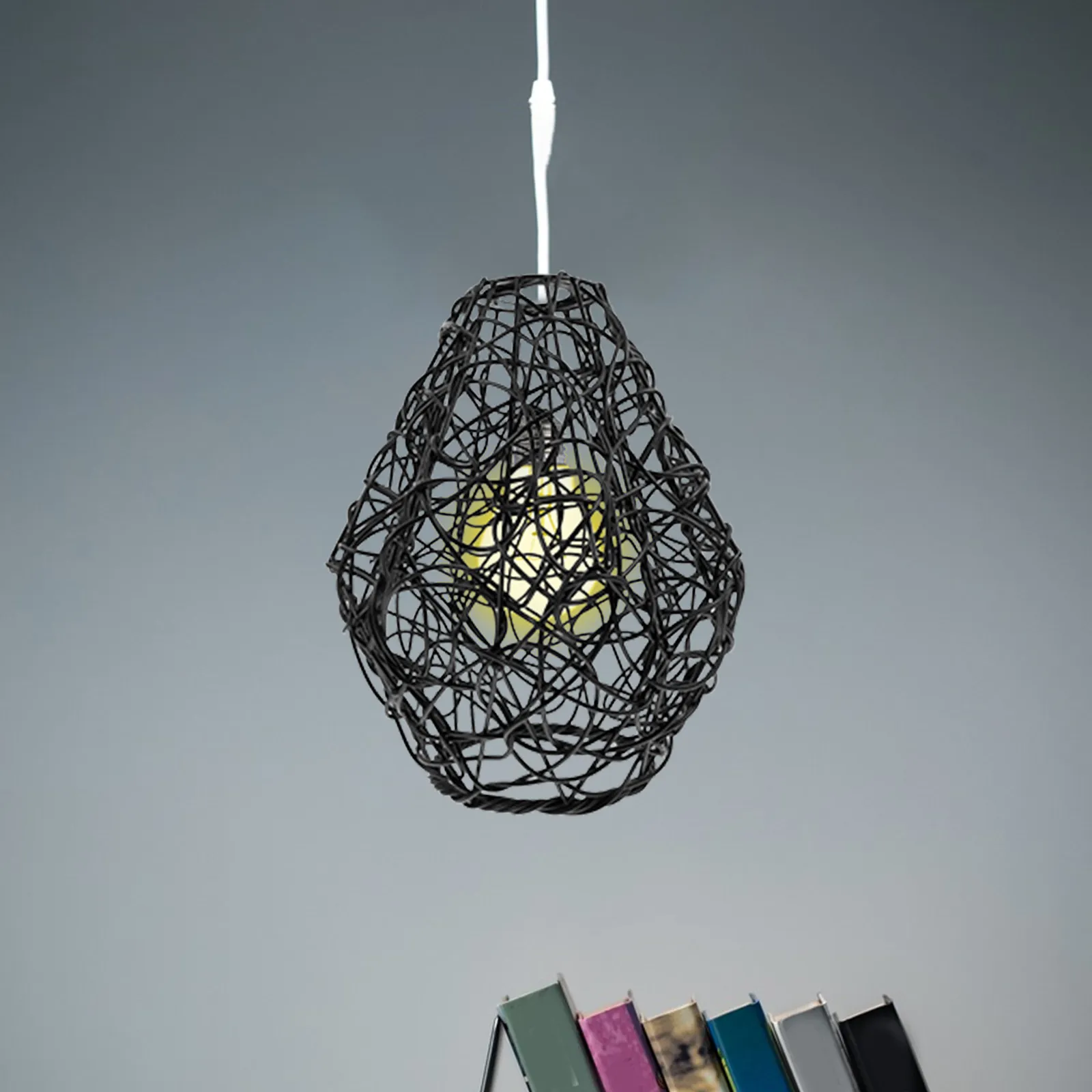 

Woven Pendant Light Shade Hollow-Out Plastic Lampshade Household Ceiling Lamp Cover for Dining Room Living Room Cafe Decor