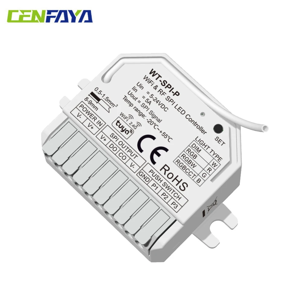 CENFAYA WiFi RF SPI LED Controller Suitable for White RGB RGBW RGBCCT LED Pixel Strip TUYA APP Alexa Smart Control Music Rhythms