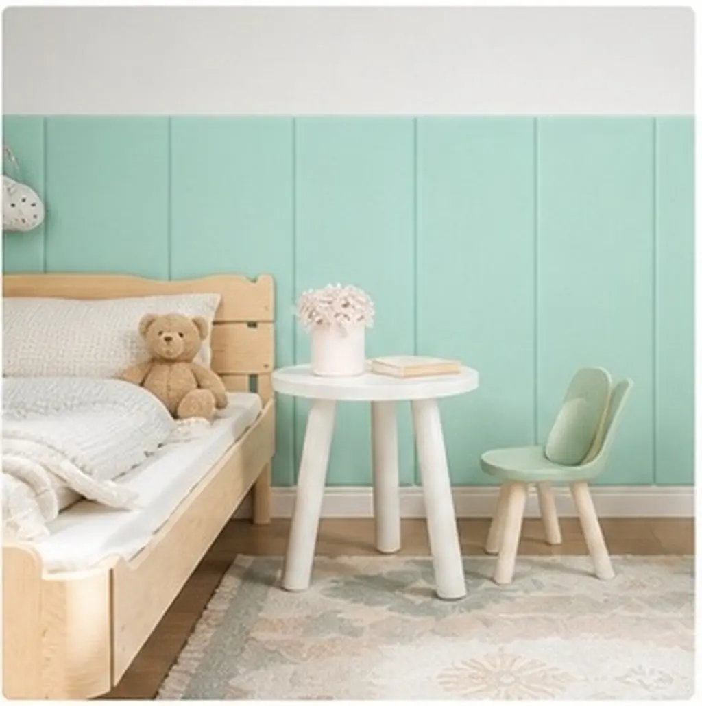 3D Anti-Collision Wall Padding Upholstered Light Stick Wall Panel Playroom Nursery Decorative Protection Headboard