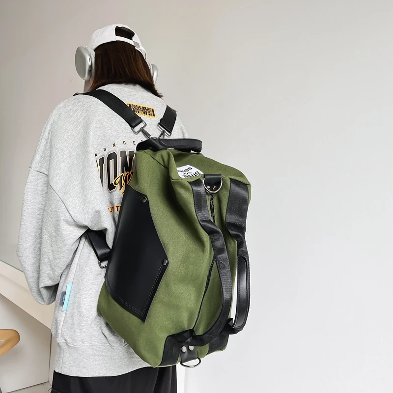 Quality Canvas Backpacks For Women Versatile Backpack Spliced Multifunction Shoulders Bag Travel Big Knapsack Packbag Rucksack