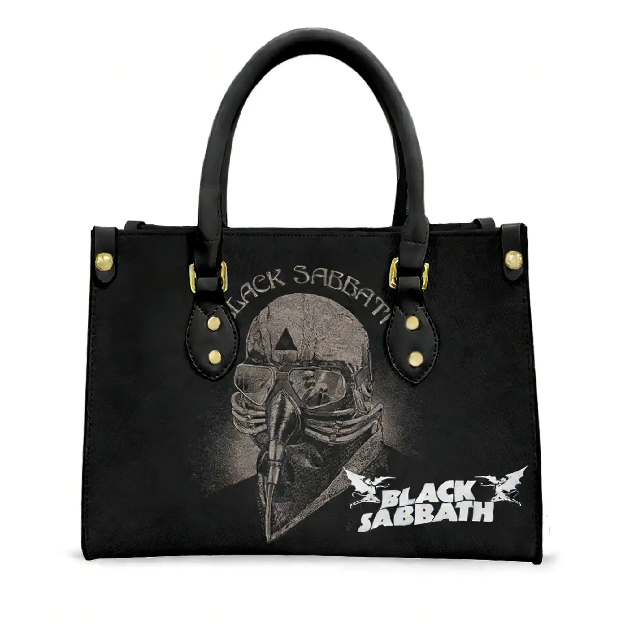 

Black Sabbath Rock Band Tote Bag Purse Womens Mens Personalized Text Image PU Leather Handbag Business Shopping Gift Bags