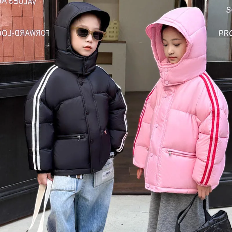 Children's Down Jacket Thicken Coat for Girls Hooded Down Jacket Keep Warm Medium Length Clothes Child Girl Two Fake Pieces Kids