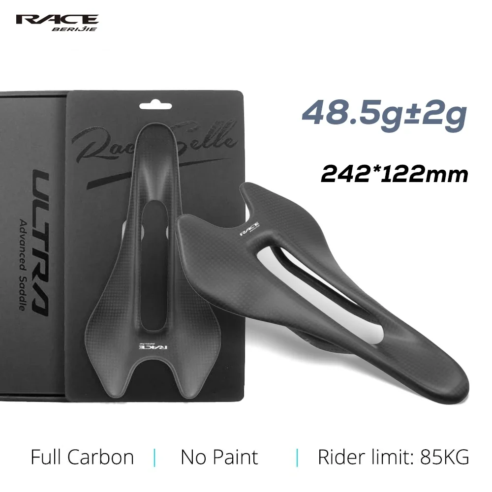

BERIJIE Ultralight Full Carbon Double-Track Saddle,Oval Rail 7*9mm, 242*122mm,Raw Road Cycling Seat,3K Weave Bicycle saddle