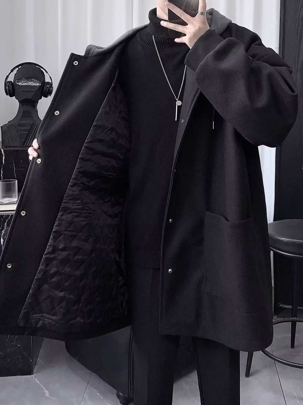 

Wool Blend Long Coat Belt Mans Multi Purpose Multifunctional Versatile Adaptable Adjustable Changeable Variable Modifiable Style