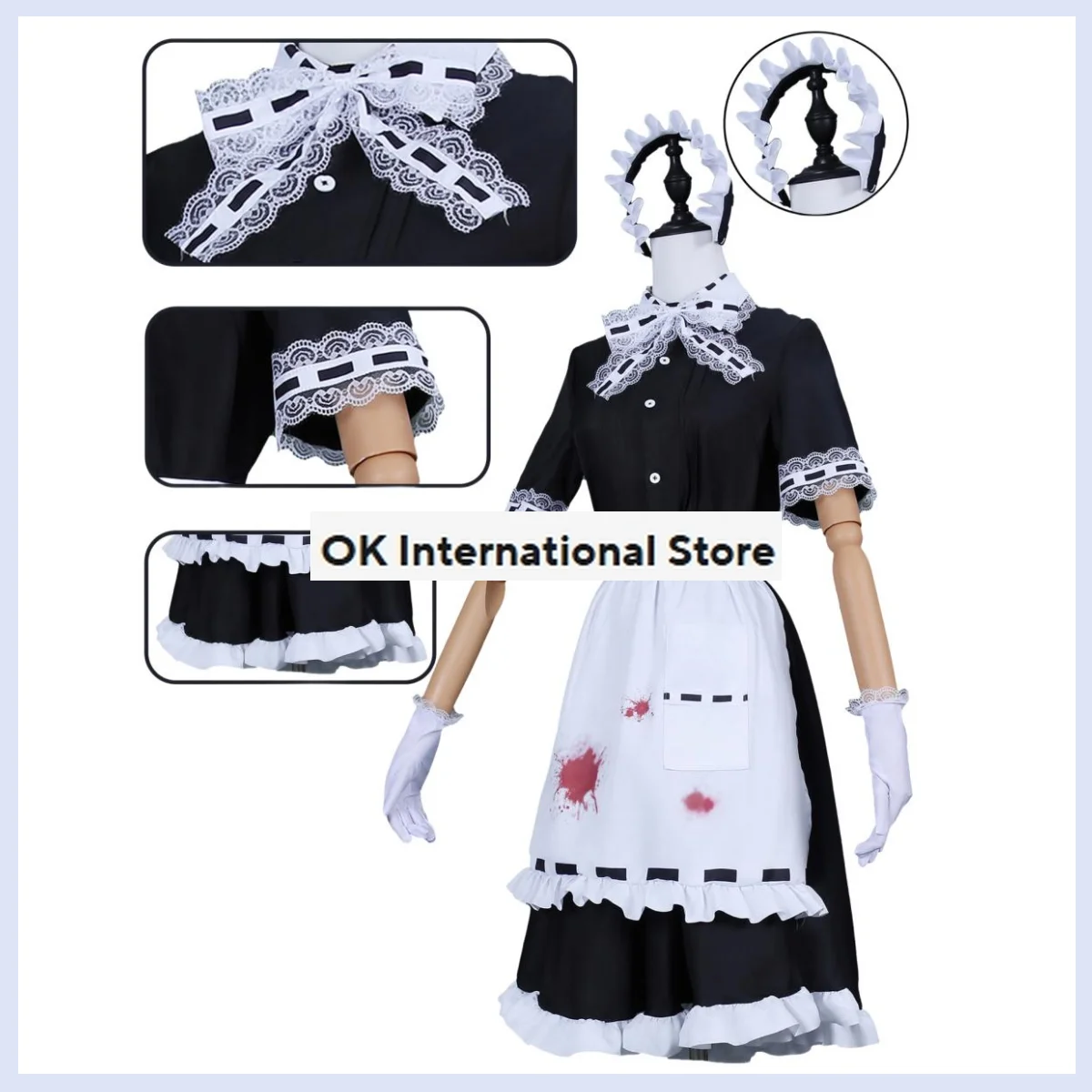 Anime Spiel Identität antike Emily Dyer Cosplay Kostüm Haut Bankett Dienst mädchen Arzt schwarz weiß Kleid Schürze Frau Kawaii Halloween Anzug