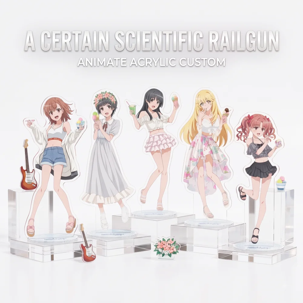 A Certain Scientific Railgun 15cm Acrylic Stand Keychain Misaka Mikoto Shokuhou Misaki Kuroko Shirai Desktop Decor