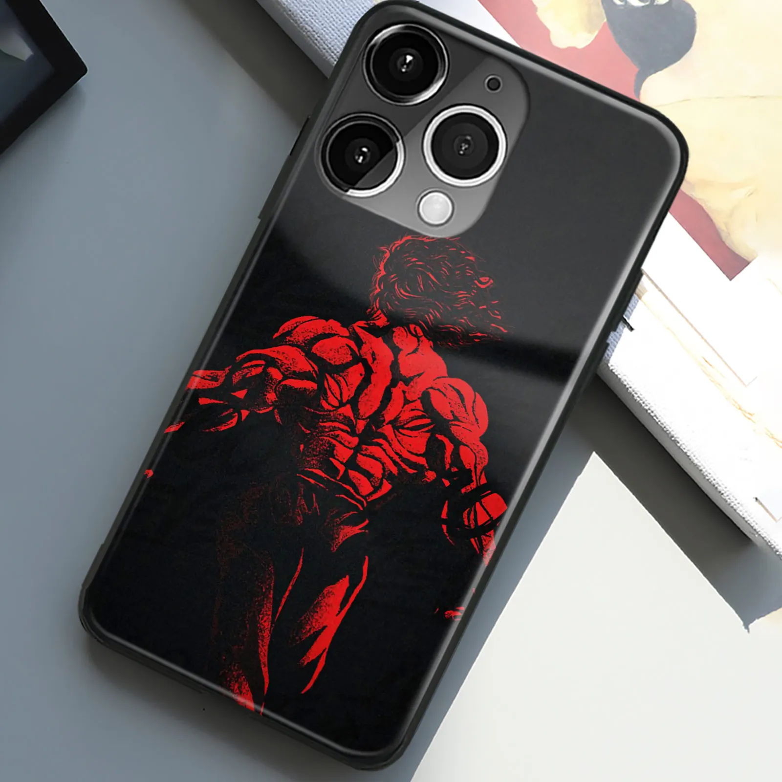 Yujiro Hanma Anime Protective Shell TPU Tempered Glass Phone Case for iPhone 16 15 14 11 Pro Max 7 8 15 16 Plus 12 13 Mini Xr Xs