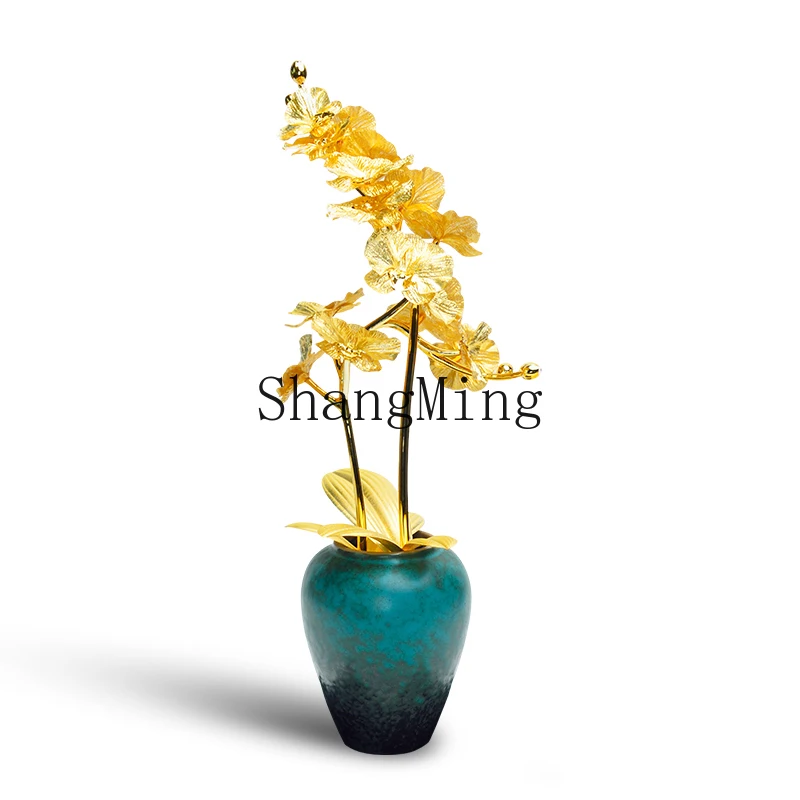 

CL Genuine Orchid Gold Leaf Ornament Potted Orchid Leaf Butterfly High-End New Year Gift Business Gift