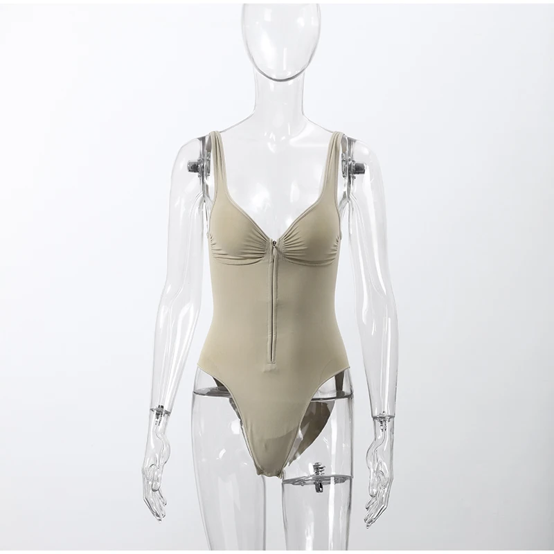 Corsés sexys ajustados, body sin mangas con cuello en V y cremallera para mujer, monos de mujer, mono sin espalda ajustado para primavera-verano 2026