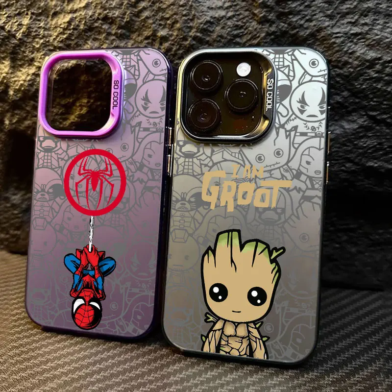 

Marvel Spiderman Deadpool Groot Phone Case For iPhone 11 12 13 14 15 16 17 Pro Max 16e 17E 17 Air Plus 13 Mini Fundas Back Cover