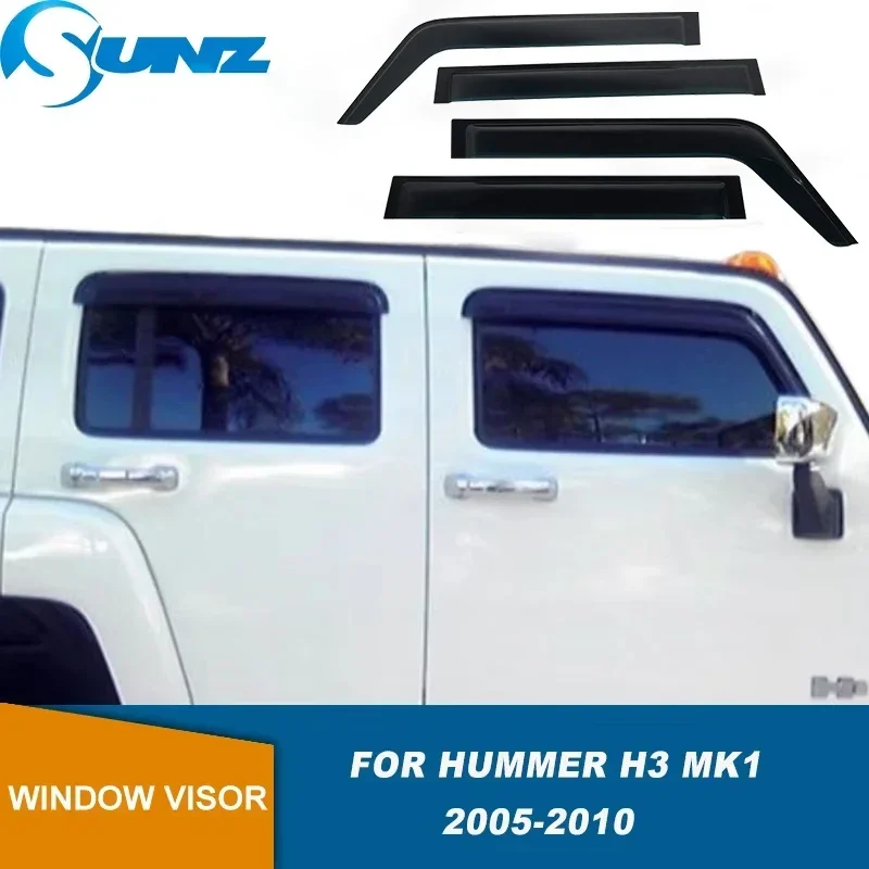 Side Window Visor For Hummer H3 MK1 2005 2006 2007 2008 2009 2010 4PCS Car Window Deflector Shade Sun Rain Guard Weathershield 