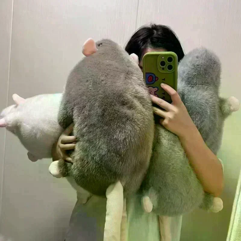 1Pcs 35/50/90cm Cartoon Flower Branch Rat Soft Oversized Animal Figure Cute Simulation Big Mouse Plush Toy Pillow Birthday Gift