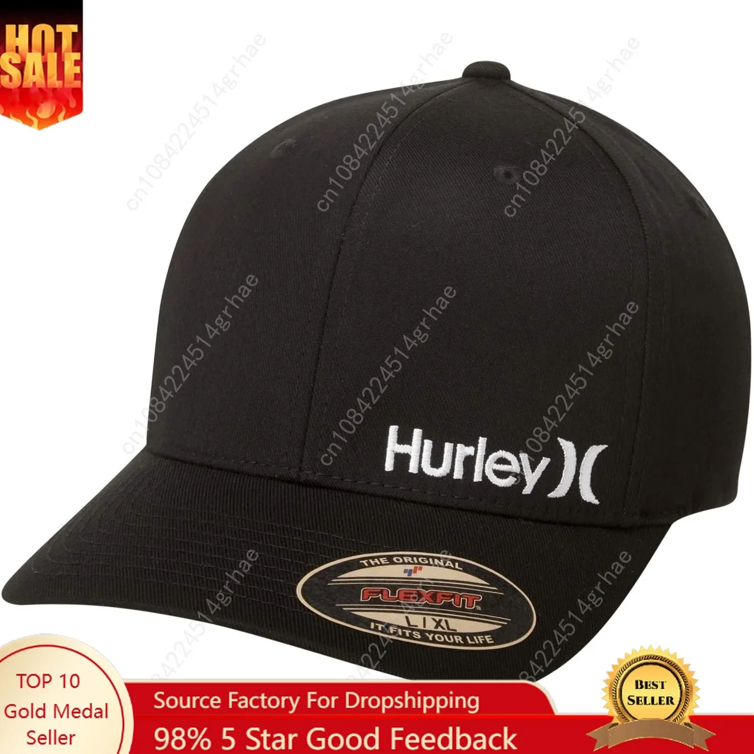 

H-Hurley Men's Baseball Cap - Flexfit Curve Bill Fitted Trucker Hat for Men