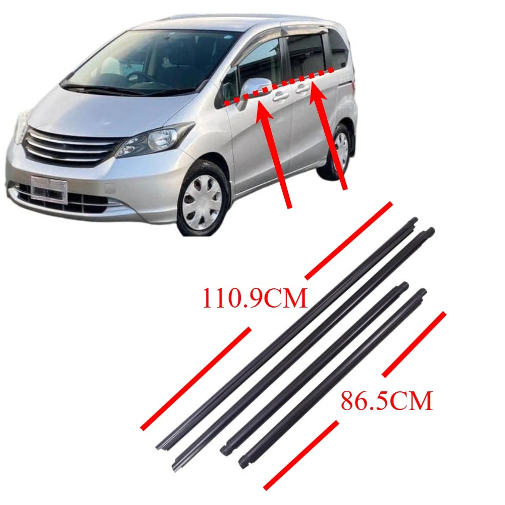 4 Pieces Moulding Window Belt Seal for Honda Freed 1st Gen 5DR GB3 GB4 GP3 2008-2016 Glass Protector Weatherstrip 72450SYY003