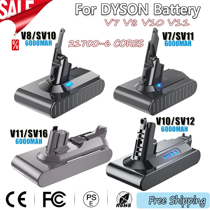 25,2 В 21,6 В для батареи Dyson V6 V7 V8 V10 V11 SV09 SV11 SV10 SV12 SV15 Абсолютный пылесос Аккумуляторные батареи