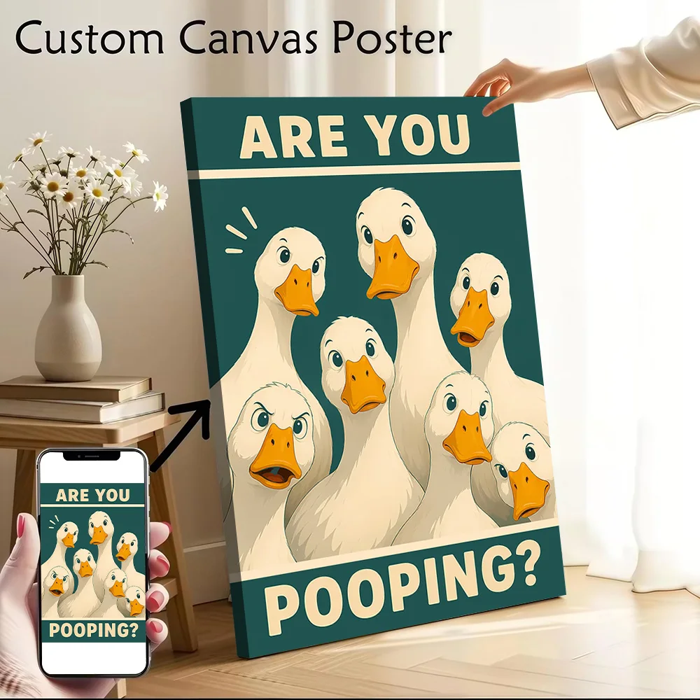 Funny Ducks Are You Pooping? Canvas Wall Art Poster Personalized Photo Printing Perfect Gift for Home and Decoration Wand Deko