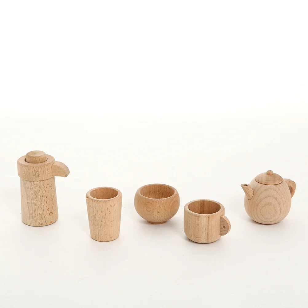 

2Pcs Simulation Tableware Playset Solid Wood Material No Paint Safe for Kids Brain Development Creative Home Nursery Kitchen