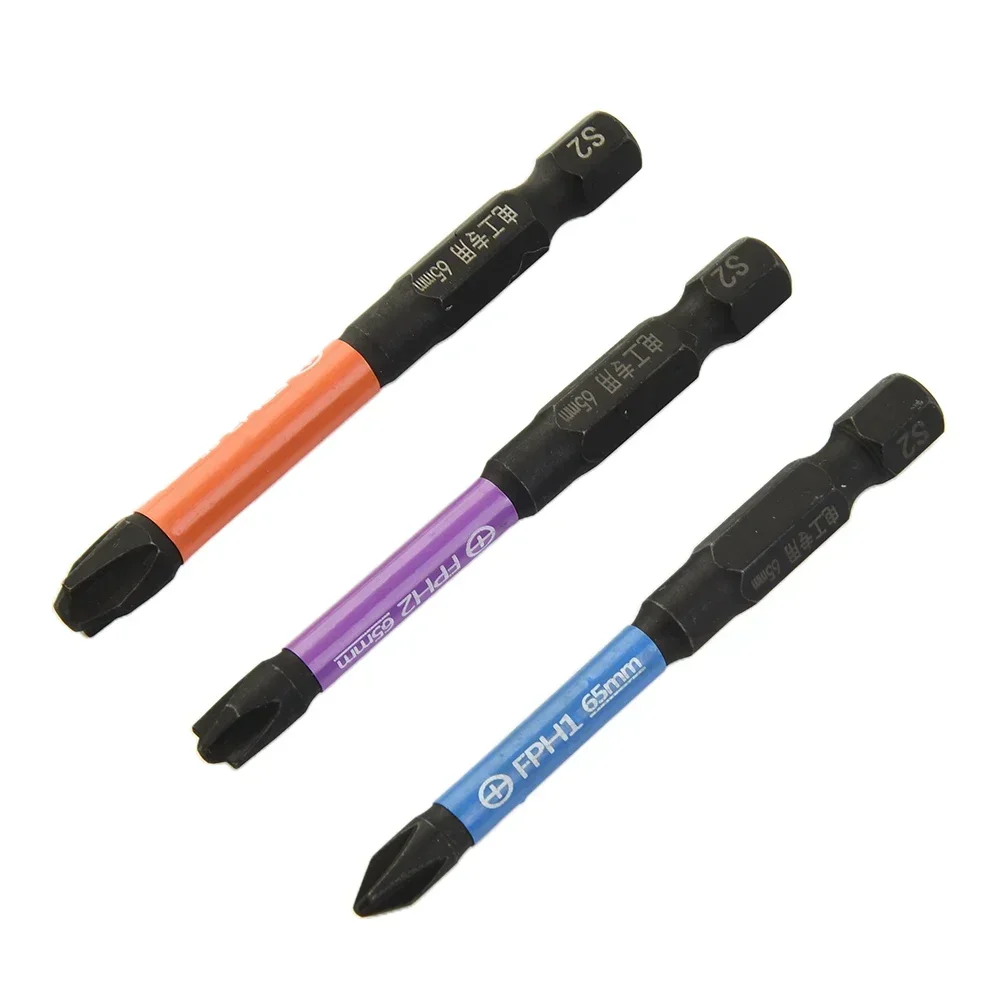 3pcs 65mm Length Special Slotted Cross Screwdriver Bit Magnetic Batch Head Anti Non-slip FPH1 FPH2 FPH3 Screw Driver Hand Tools