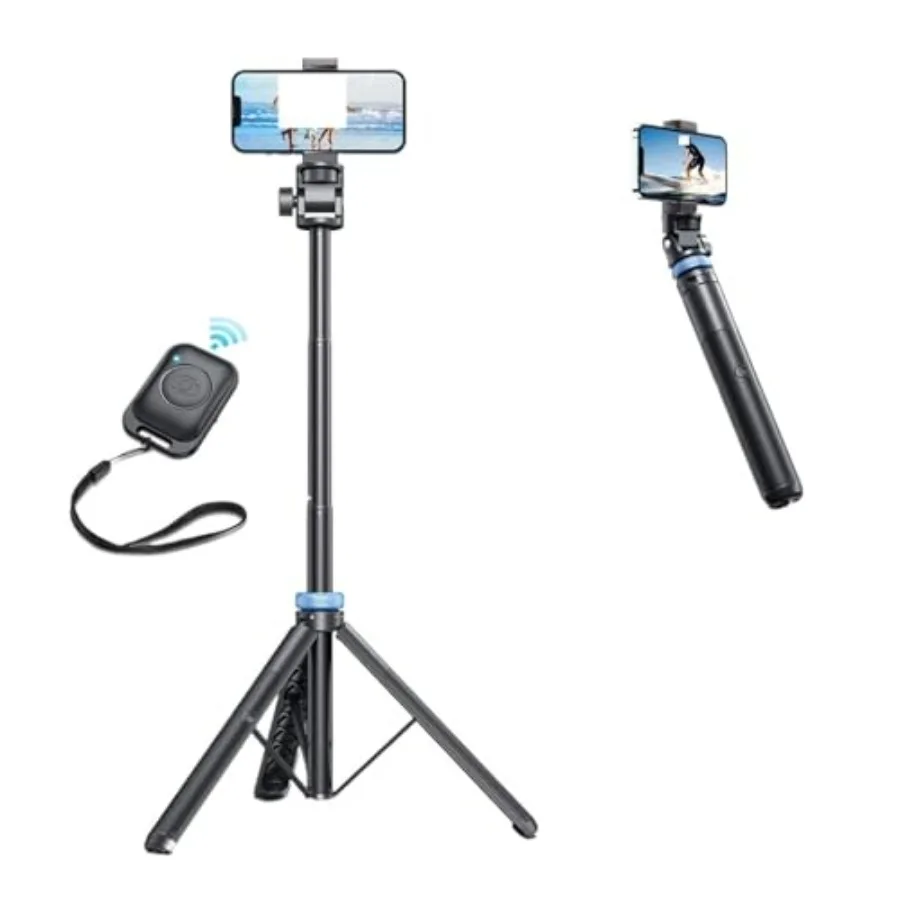 

3-in-1 Bluetooth Selfie Stick Tripod with Remote for 360 Extendable Portable Vlogging Stand Black Lightweight and Adjustable