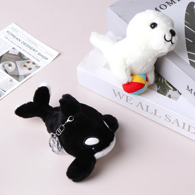 Portachiavi serie animali marini peluche bambola animale leone marino Killer balena Skate Ray Whale portachiavi zaino Charms borsa Decor Toy