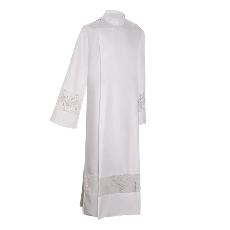 رجال الدين رداء الكاهن زي الدانتيل Surplice كاسوك أبيض طويل ALB الكنيسة الكاثوليكية القس الواعظ أزياء رجال الدين