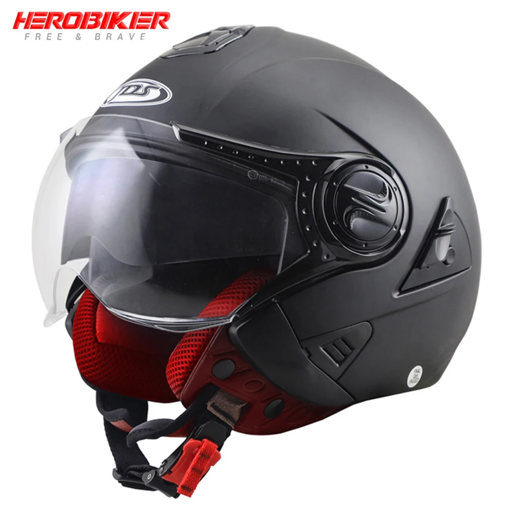 

Men Motorcycle Helmet Open Face Helmets Casco Moto Double Lens Biker Motorbike Racing Off-road Helmet Four Seasons Capacete