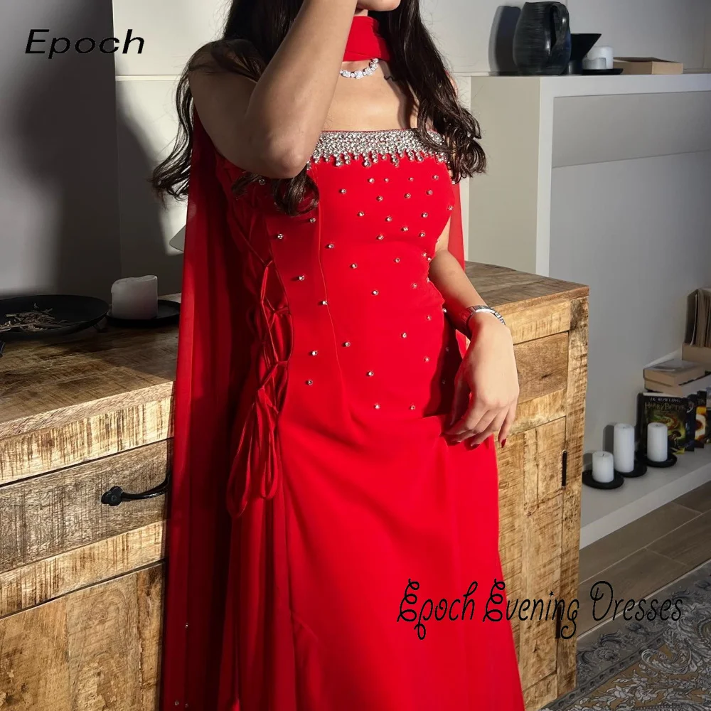 Epoch-vestido de noche Sexy para mujer, elegante vestido de sirena de cristal sin tirantes con chal