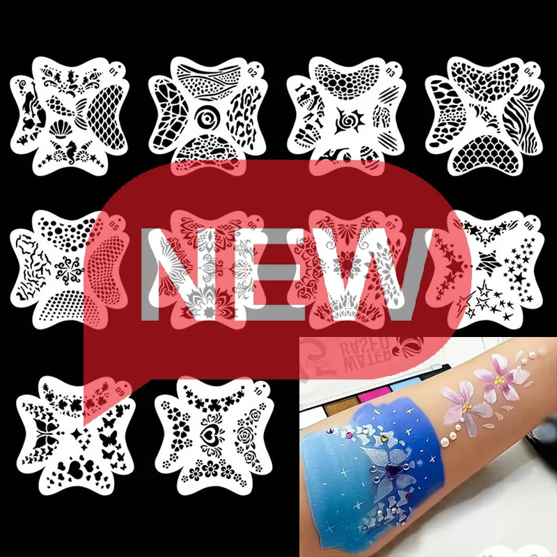 

10/1Pcs Face Stencils Body Paint Template Spray Painting DIY Template For Kids Birthday Party Reusable Painting Templates